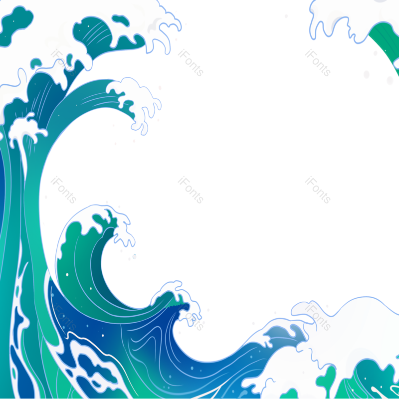 插画图片,波浪元素,手绘浪花PNG,免抠素材